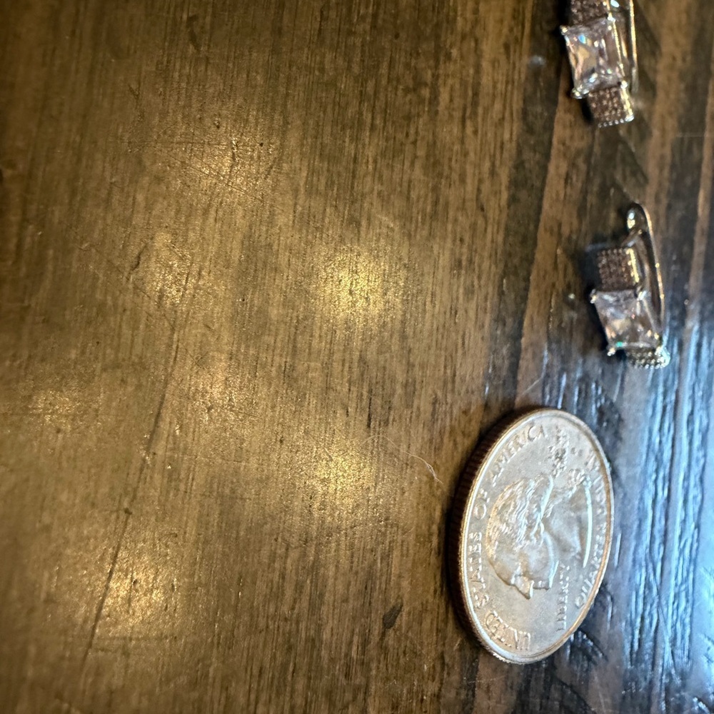 Classic Silver-Tone Clear CZ Drop Earrings - Picture 6 of 7